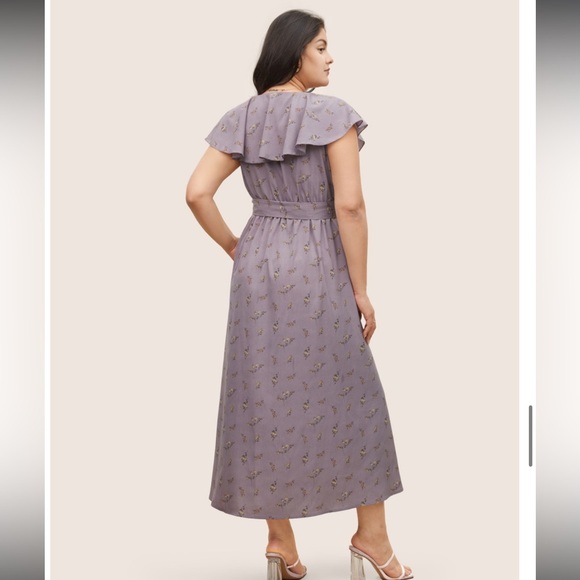 BloomChic Plus Size 3XL Ditsy Floral Wrap Ruffle Cap Sleeve Split Hem Dress us22 - Picture 2 of 7